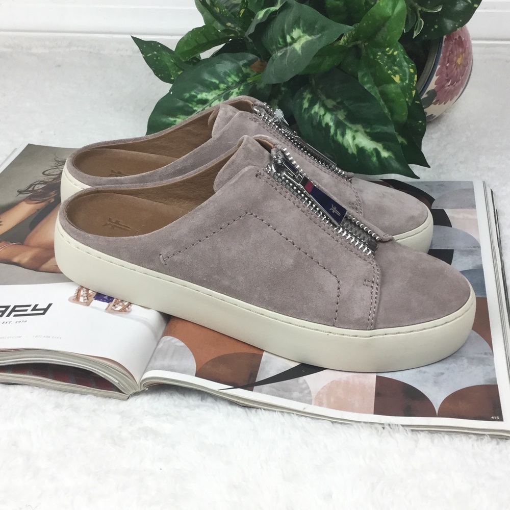 Frye Women's Lena Zip Mule Sneaker suede pink no tags NEW - Picture 3 of 7